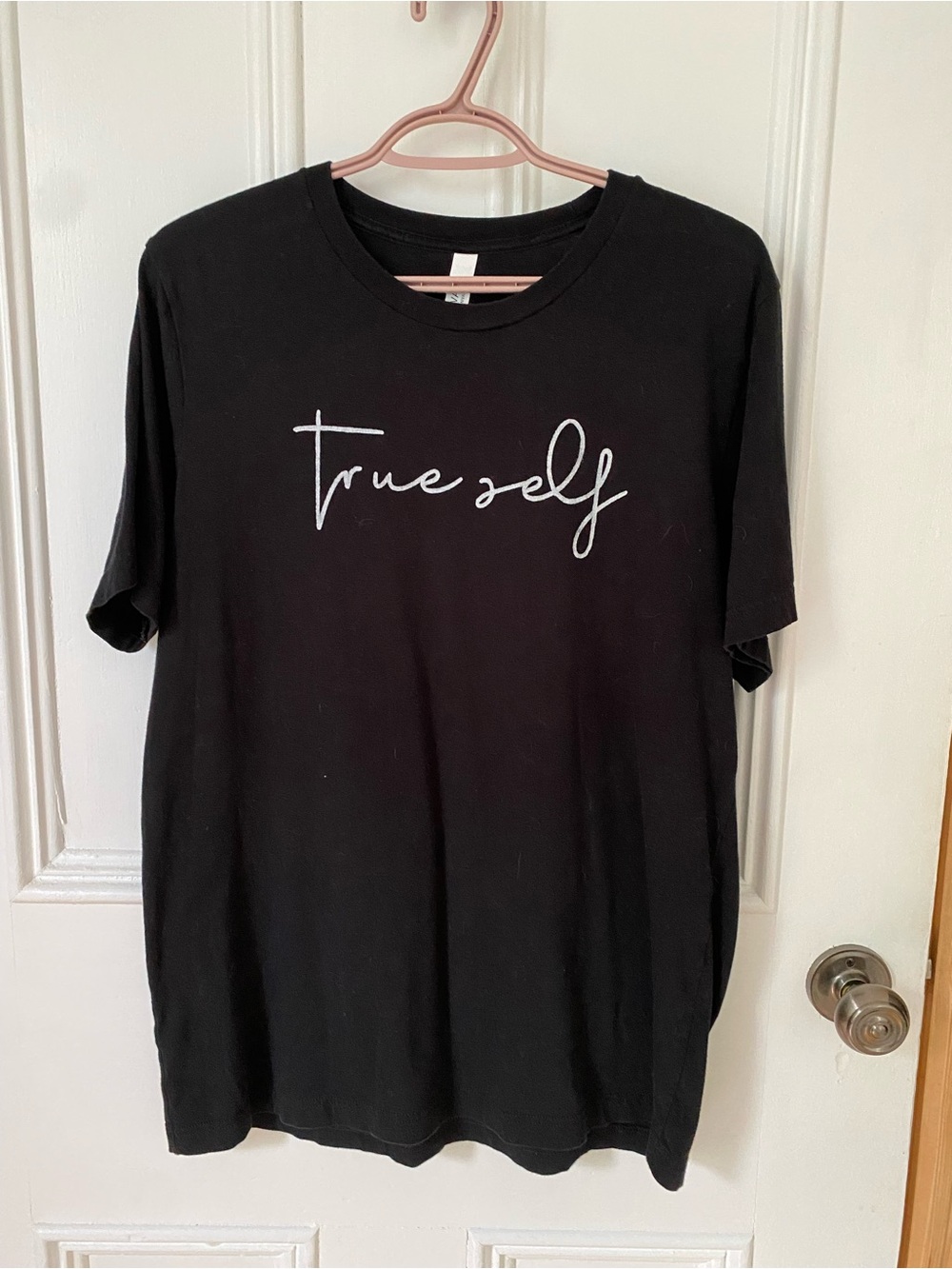 Bella Canvas Black Tee with White "True Self" Script